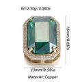 Pendentif élégant en cuivre doré avec pierre vert émeraude et zircons blancs - Style de Rectangle Émeraude (36)
