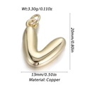 Polished golden copper balloon letter V pendant charm with dimensions 20mm by 13mm - Letter V