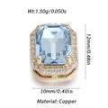 Pendentif cœur en zircon bleu clair rectangulaire avec base en cuivre doré 18K - Rectangle en Escalier Bleu Clair (37)
