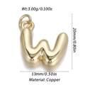 Polished gold balloon style letter W copper pendant with size 20mm and 13mm dimensions - Letter W