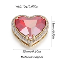 Pendentif cœur en laiton doré avec grand zircon rouge et cristaux blancs - Halo de Cœur Rouge (38)