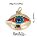 Detailed close-up of 19mm gold plated copper evil eye pendant with size dimensions - Blue Black Orange Eye Style (YSN156-04)