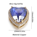 Pendentif cœur raffiné en cuivre doré avec zircon bleu foncé et cristaux blancs - Halo de Cœur Bleu (39)