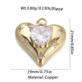 Ciondolo a cuore in rame dorato con zircone, accessorio per gioielli da 21x19mm - Zircone Cuore Grande (50)