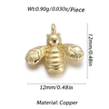 Goldener Bienenanhänger aus Kupfer, 12mm x 12mm, ideal für DIY-Schmuckherstellung - Goldbienen-Stil (YSN065-15)