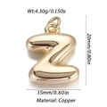 3D balloon letter Z pendant in gold copper finish with 20mm height and smooth metallic gloss - Letter Z