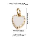 Ciondolo a cuore in rame dorato con smalto bianco, accessorio gioielli 13x9mm - Cuore Smalto Bianco (53)