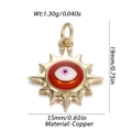 Detailed specs of sun-shaped copper evil eye pendant with dimensions and 1.30g weight - Sun Eye Red Base Style (YSN156-11)