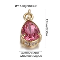 Vista macro detallada de colgante de cobre dorado con circón rosa y medidas del producto - Estilo Strass Rosa Gota de Agua (YSN151-07)