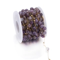 Purple natural stone beaded chain with gold stainless steel links for DIY jewelry making - Purple