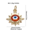 Detailed view of sun-shaped evil eye pendant in copper with 1.30g weight specs - Sun Eye Colorful Style (YSN156-12)