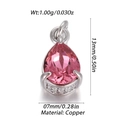 Detalle del colgante de gota rosa con dimensiones 13x7mm y especificaciones de cobre - Estilo Strass Rosa Claro Gota de Agua (YSN151-08)