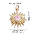 Macro detail of copper sun pendant showing dimensions and pink swirl enamel design - Sun Spiral Pink White Style (YSN156-13)
