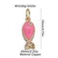 Gedetailleerde afmetingen van een 19mm roze emaille vis hanger met goud koperen plating - Roze Vis Stijl (YSN154-02)