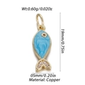 Gedetailleerde weergave van een 19 mm blauwe emaille vis hanger met zirkonia staart - Hemelblauwe Vis Stijl (YSN154-03)