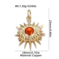 Detail showing dimensions and specifications of sun-shaped evil eye copper pendant - Sun Red Brown Gem Style (YSN156-15)