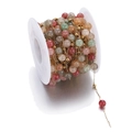Roll of stainless steel chain with colorful crackle beads and gold spacer beads - Multicolor 2