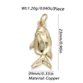 Goldener Fisch-Anhänger aus Kupfer für DIY-Schmuck mit realistischen Schuppen-Texturen - Realistischer Fisch Stil (YSN068-05)