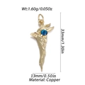 Detailed size chart of a copper devil eye wing pendant with 33mm height and 13mm width - Wing Eye Blue Bead Style (YSN156-19)