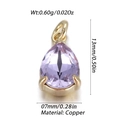 Detalle de colgante de gota con circonita morada en engaste de cobre bañado en oro - Estilo Strass Púrpura Gota de Agua (YSN151-15)