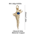 Detailed view of evil eye feather pendant in gold-plated copper with size specifications - Streamline Wing Dark Blue Bead Style (YSN156-20)