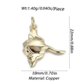 Goldener Mantarochen-Anhänger aus Kupfer mit polierter Oberfläche für DIY-Schmuck - Stachelrochen Teufelsfisch Stil (YSN068-06)