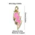 Detail eines 15mm vergoldeten Kupfer-Blitzanhängers mit rosa Emaille-Inlay für DIY - Rosa Blitz Stil (YSN154-10)