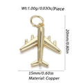 Flugzeug-Anhänger aus Kupfer in Goldoptik mit Öse, 20 mm x 15 mm, für DIY-Schmuckherstellung - Flugzeugform-Anhänger (YSN068-07)