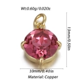Macro de un colgante redondo de circón rosa de 10mm con engaste de cobre bañado en oro - Estilo Strass Rosa Redondo (YSN151-19)