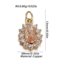 Makro-Detail des Sonnenblumen-Anhängers mit Champagner-Stein und Messing Maße 13x8mm - Champagner Sonnenblume Stil (YSN154-16)