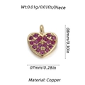 Ciondolo a cuore in rame dorato con micro-pavé viola per creazione di gioielli - Micro Cuore Rosa Viola (64)