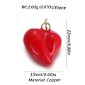 Ciondolo a cuore rosso lucido in rame con anello dorato per la creazione di gioielli - Medium Red Enamel Heart (67)