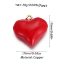 Ciondolo a cuore rosso lucido in rame con anello in metallo dorato, 17 mm - Charm Smalto Rosso Vero (68)