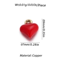 Ciondolo a cuore in rame rosso con anello dorato per gioielli DIY, 9mm per 7mm - Cuore Smalto Rosso Minuscolo (70)