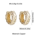 Golden chunky hoop earrings made of copper featuring a textured twisted croissant design - Gold Twisted Texture Style (YSE049-01)