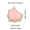 Ciondolo a cuore rosa con bordo ondulato in rame dorato e piccoli strass per gioielli - Cuore Turbine Rosa Pallido (82)