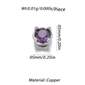 Détail macro d'une perle de zircon violet 5mm avec sertissage à quatre griffes - Rond (YSD010-06)