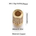 Cylindrical 14k gold plated copper charm bead with zircon inlay for jewelry making - Zirconia Inlaid Cylinder Bead (YSD011-1) / Gold