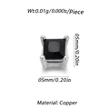 Détail d'une perle carrée en cuivre avec zircon noir de 5mm, incluant dimensions et poids - Carré (YSD010-07)