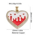 Pendente a cuore rosso e bianco in rame con bordo in pavé di zirconi - Goccia a Contrasto Rosso Bianco (108)