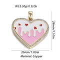 Ciondolo a cuore in smalto rosa e bianco con pietre di zircone e effetto fuso - Smalto Gelato Sciolto (109)