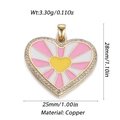 Ciondolo a cuore dorato con smalto rosa e cristalli, accessorio in rame da 28mm - Cuore Smalto Radioso Colorato (110)