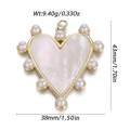 Golden heart pendant with white mother of pearl and pearls inlay on white background - Heart Pearl Shell (YSN160-01)