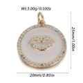 Macro shot of gold pendant with cream enamel, crystal lips, and precise dimensions - Lips Zirconia (YSN160-02)