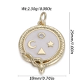 Detail view of round gold plated pendant with white enamel and moon star engravings - Snake Border Moon (YSN160-03)