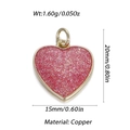 Ciondolo a cuore in rame con glitter rosa per la creazione di gioielli fai da te - Cuore Glitter Rosso Scuro (112)