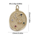 Detailed view of oval gold moon and star pendant with colorful gemstones and beads - Hammered Celestial (YSN160-04)