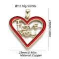 Ciondolo a cuore rosso in ottone con incisione I Love You e finitura oro - Cuore Inciso I Love You (119)
