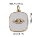 Macro-opname van een vierkante gouden boze oog hanger met wit email en zirkonia steentjes - Gouden Boze Oog (YSN160-13)