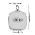 Zilveren vierkante hanger met boze oog en afmetingen van 22mm hoogte en 15mm breedte - Zilveren Boze Oog (YSN160-14)
